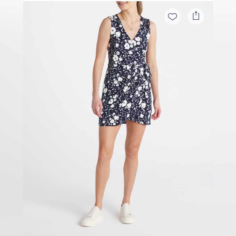 Navy Floral Sleeveless Mini Dress